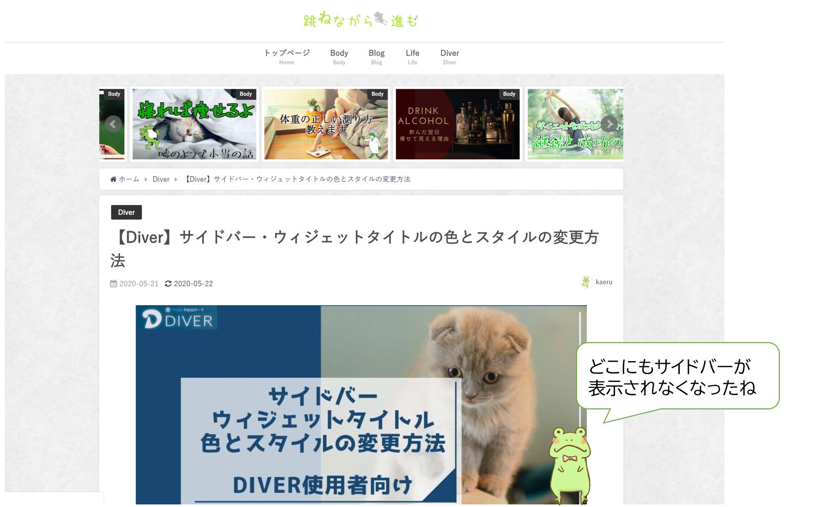 Diver-記事ごとにサイドバーを非表示にする